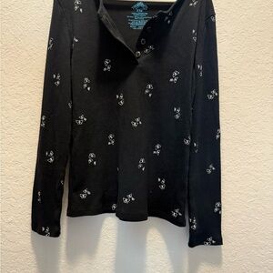 There Abouts girls Black Long Sleeve Shirt with White Floral Print size S 7/8